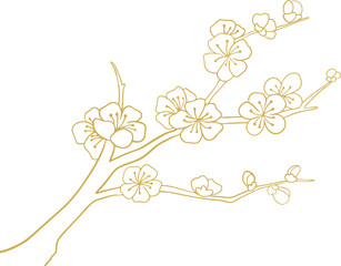 Chinese style retro golden plum blossom