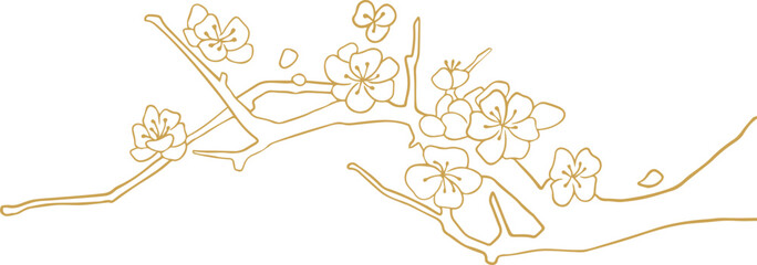 Chinese style retro golden plum blossom