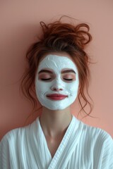 Photo a young woman using a face mask cream