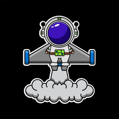 vector illustration of cute mascot astronaut rocket