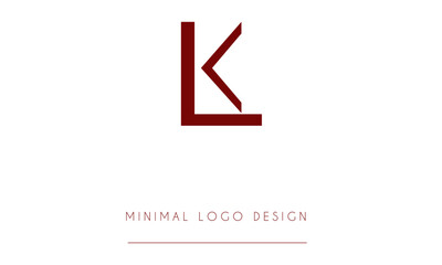 KL or LK Minimal Logo Design Vector Art Illustration 