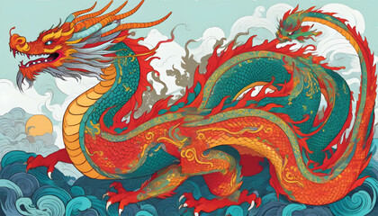 Obraz premium chinese style dragon statue