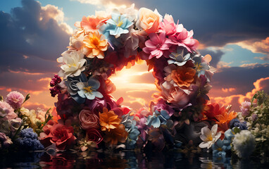 A circular blooming is a beautiful scene of spring flowers