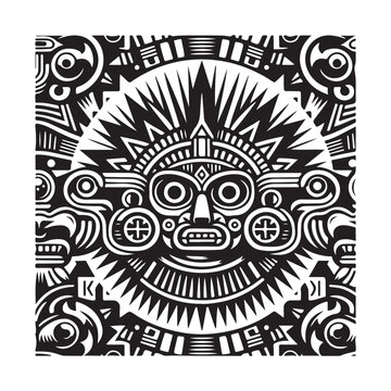 ancient tribal animal and floral with style maya tribe art with pattern line vector illustration