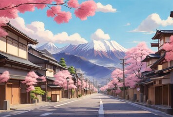lofi style traditional japanese street in a qua