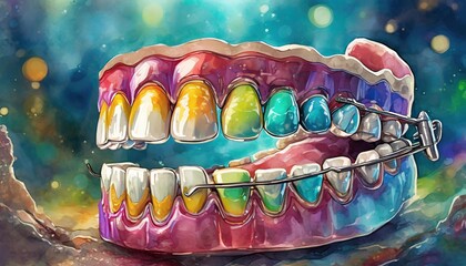 teeth and floss - obrazy, fototapety, plakaty
