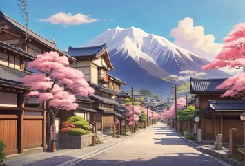 lofi style traditional japanese street in a qua