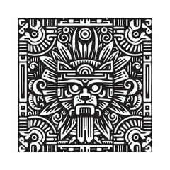 ancient tribal animal and floral with style maya tribe art with pattern line vector illustration