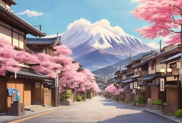 lofi style traditional japanese street in a qua