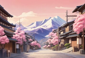 lofi style traditional japanese street in a qua