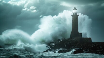 Fototapeta na wymiar Lighthouse in a thunderstorm