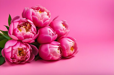 peonies on a pink background with space for text