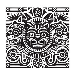 ancient tribal animal and floral with style maya tribe art with pattern line vector illustration