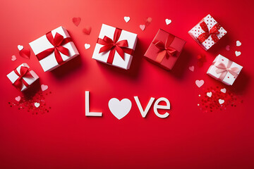 holiday, saint valentine, congratulations, gift, love, birthday, surprise, red, background