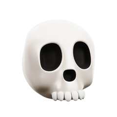 3D Skull Halloween Decoration Icon Illustration