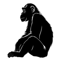 Silhouette monkey black color only