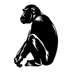 Fototapeta premium Silhouette monkey black color only