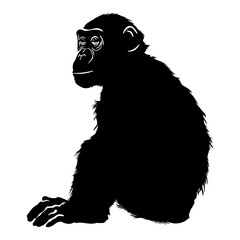 Silhouette monkey black color only