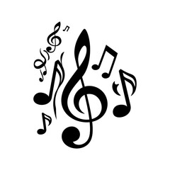 Silhouette musical notes logo symbol black color only