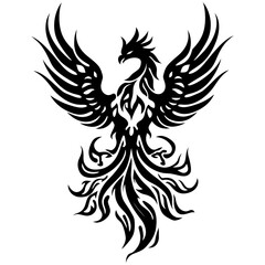 Obraz premium Silhouette Phoenix the fire bird full body black color only