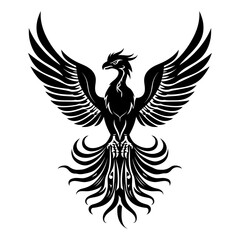 Obraz premium Silhouette Phoenix the fire bird full body black color only