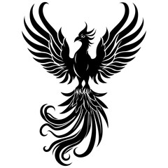 Silhouette Phoenix the fire bird full body black color only