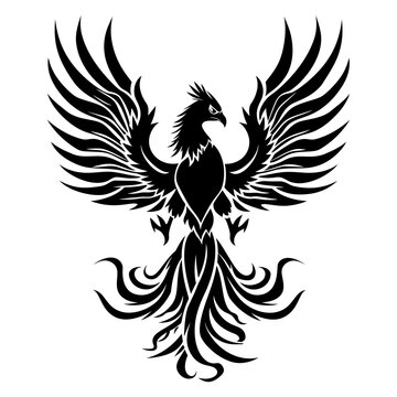 Silhouette Phoenix the fire bird full body black color only