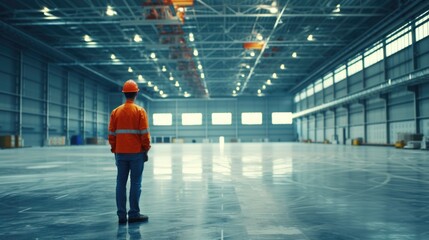 Man in empty warehouse