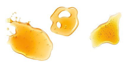 honey spill set isolated on transparent or white background, top view, png