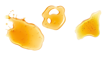honey spill set isolated on transparent or white background, top view, png