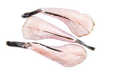 Separate fresh monkfish without head and skin.  Isolated, Transparent background.