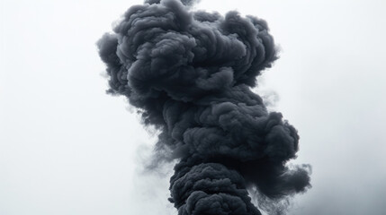 Dramatic Plume of Smoke Rising in the Air on a Cloudy Day