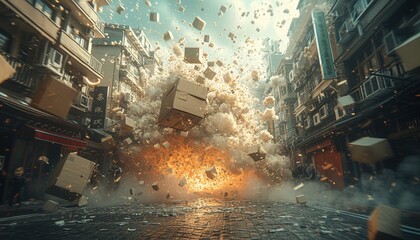 Box-O-Matic Explosion: A Futuristic Monthly Event Generative AI - obrazy, fototapety, plakaty
