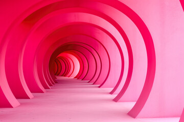 Obraz premium Vibrant Pink Arched Corridor in Modern Design