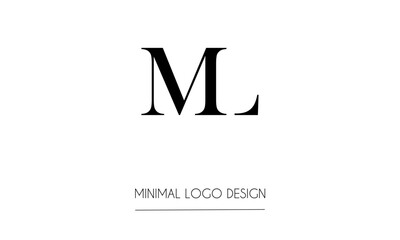 ML or LM Minimal Logo Design Vector Art Illustration  - obrazy, fototapety, plakaty
