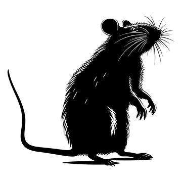 recommend clip art: Silhouette rat black color only full body 