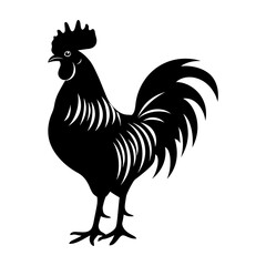 Silhouette rooster black color only full body 