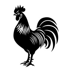 Silhouette rooster black color only full body 