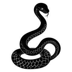 Silhouette snake black color only full body 