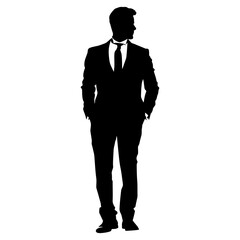 Silhouette the groom man full body black color only