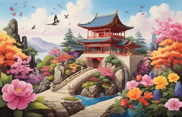 lofi style traditional japanese street in a qua