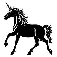 Obraz na płótnie Canvas Silhouette unicorn full body black color only 