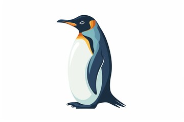Naklejka premium Whimsical cartoon penguin with a bright smile, serving as a high-quality animal nature icon on an isolated backdrop in a playful flat logo