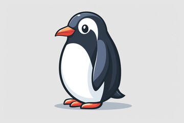 Naklejka premium Whimsical cartoon penguin with a bright smile, serving as a high-quality animal nature icon on an isolated backdrop in a playful flat logo