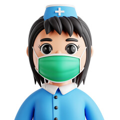3D Illustration of Dedicated Nurse Assisting in Healthcare Services