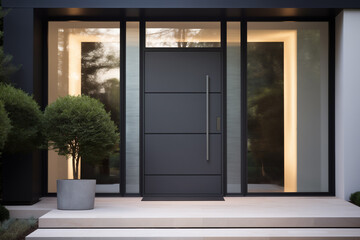Fototapeta na wymiar Modern Steel Front Doors, Anthracite Grey Color