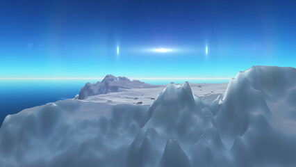 Ice berg on see 3d render - obrazy, fototapety, plakaty