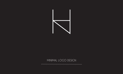 NH or HN Minimal Logo Design Vector Art Illustration 