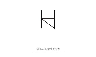 NH or HN Minimal Logo Design Vector Art Illustration 