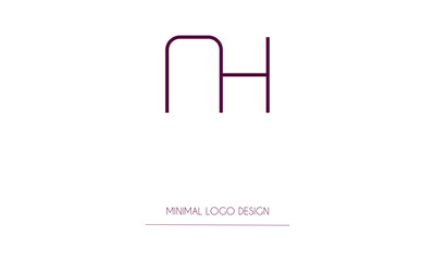 NH or HN Minimal Logo Design Vector Art Illustration 